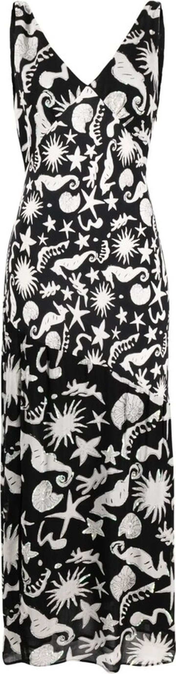 Black Moniq Oceanic Print Midi Dress