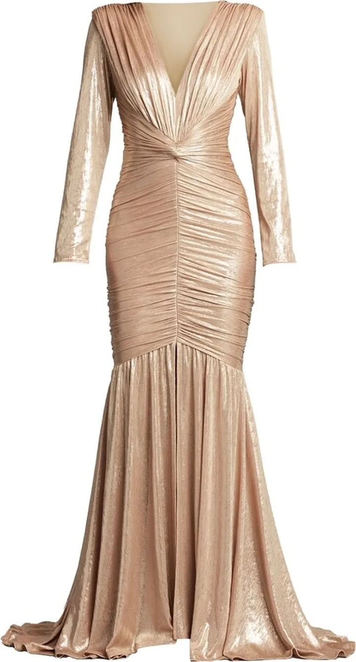 metallic-effect V-neck gown
