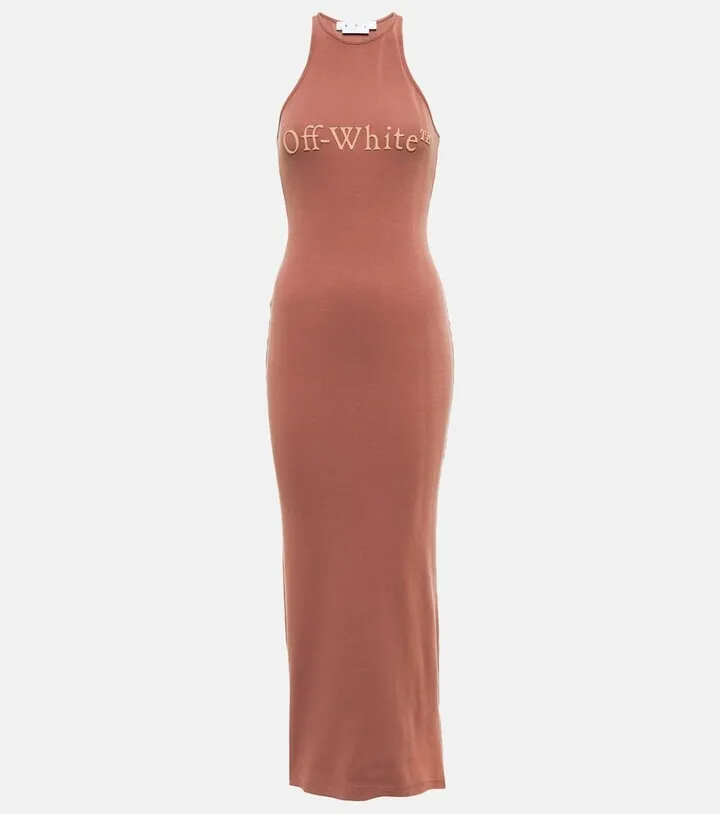 Logo cotton-blend midi dress