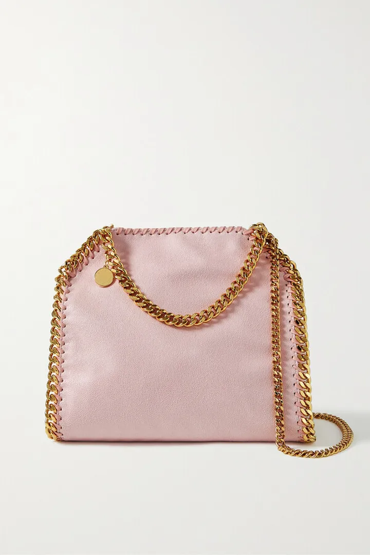 Stella McCartney - The Falabella Mini Vegetarian Brushed-leather Shoulder Bag - Pink