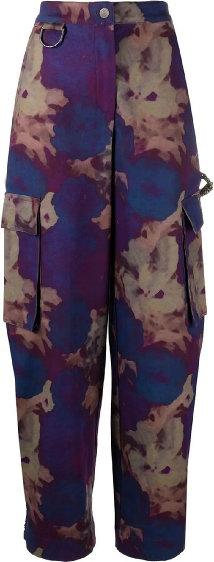 High-Waisted Floral-Print Trousers
