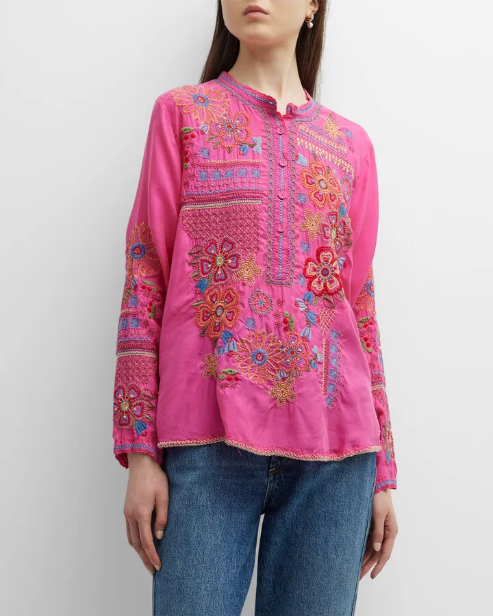 Katie Floral-Embroidered Blouse