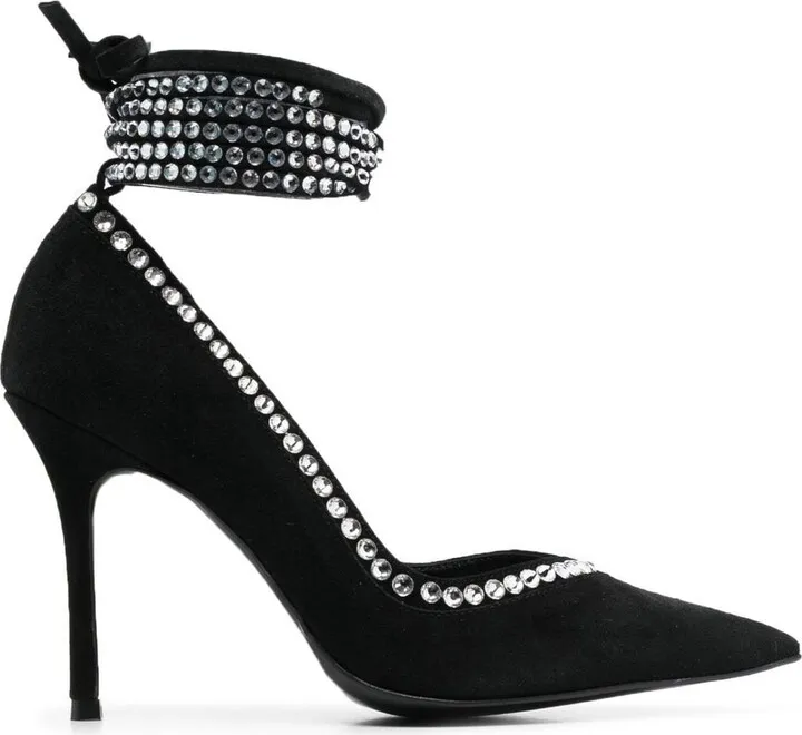 95mm Rhinestone Leather Pumps