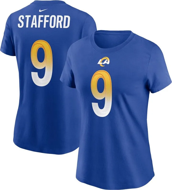 Women's Matthew Stafford Royal Los Angeles Rams Name Number T-shirt