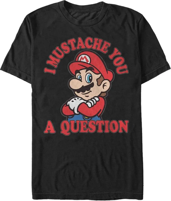 Men's Nintendo Mario Mustache T-Shirt - Black - Medium