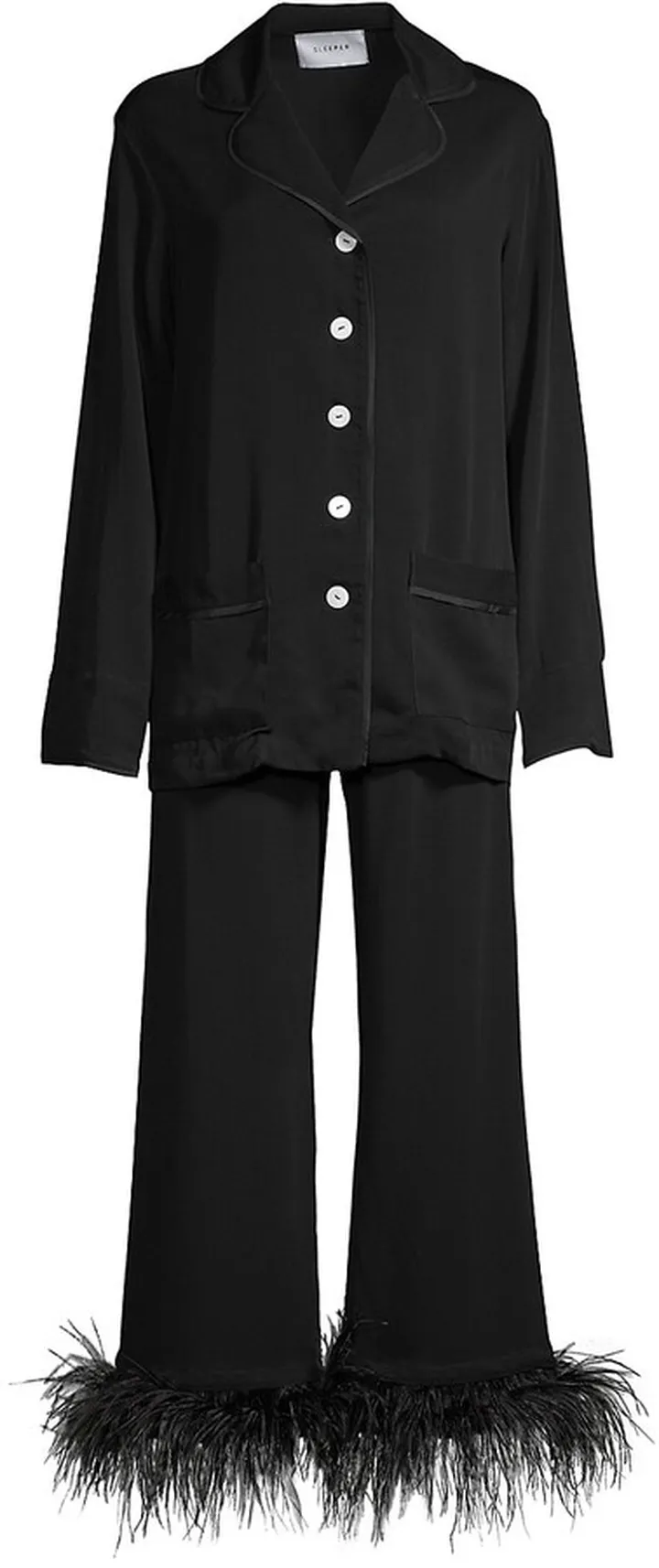 Party Faux Feather 2-Piece Pajama Set