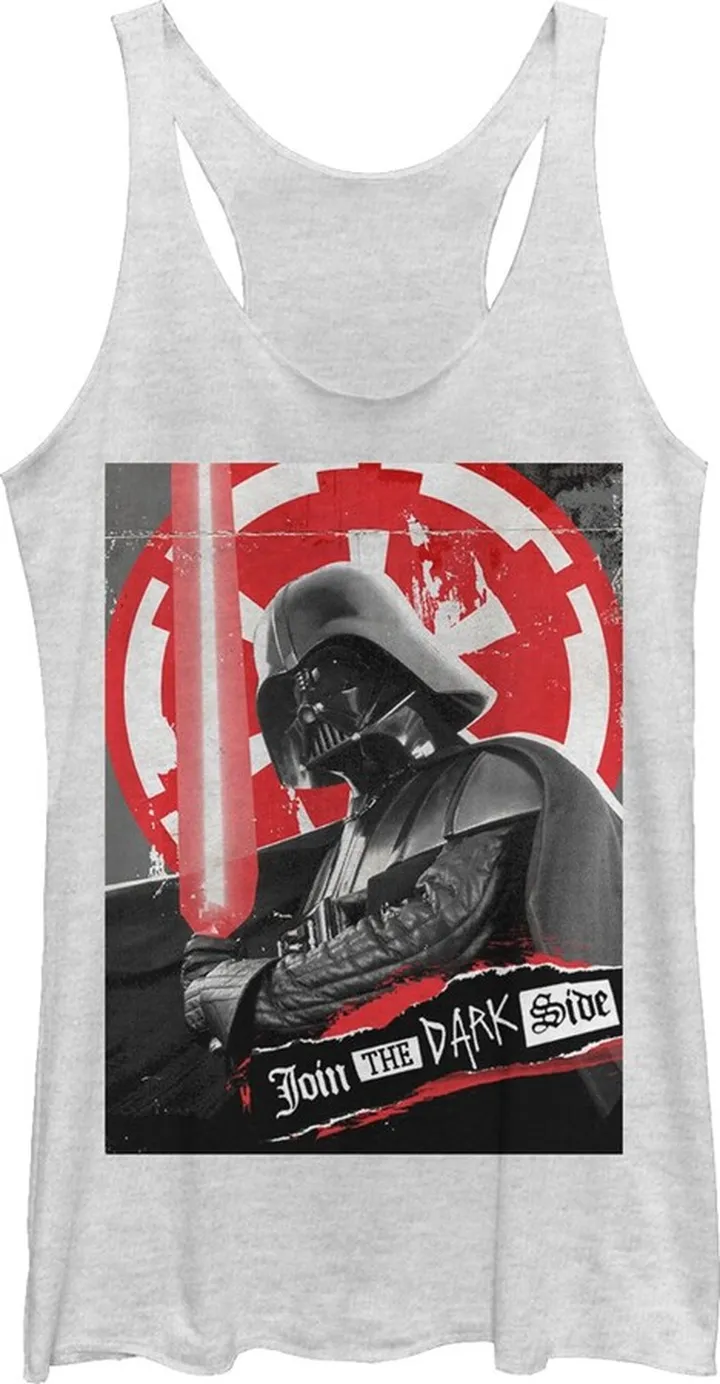 Women's Star Wars Join Sith Lord Darth Vader Racerback Tank Top - White Heather - Small