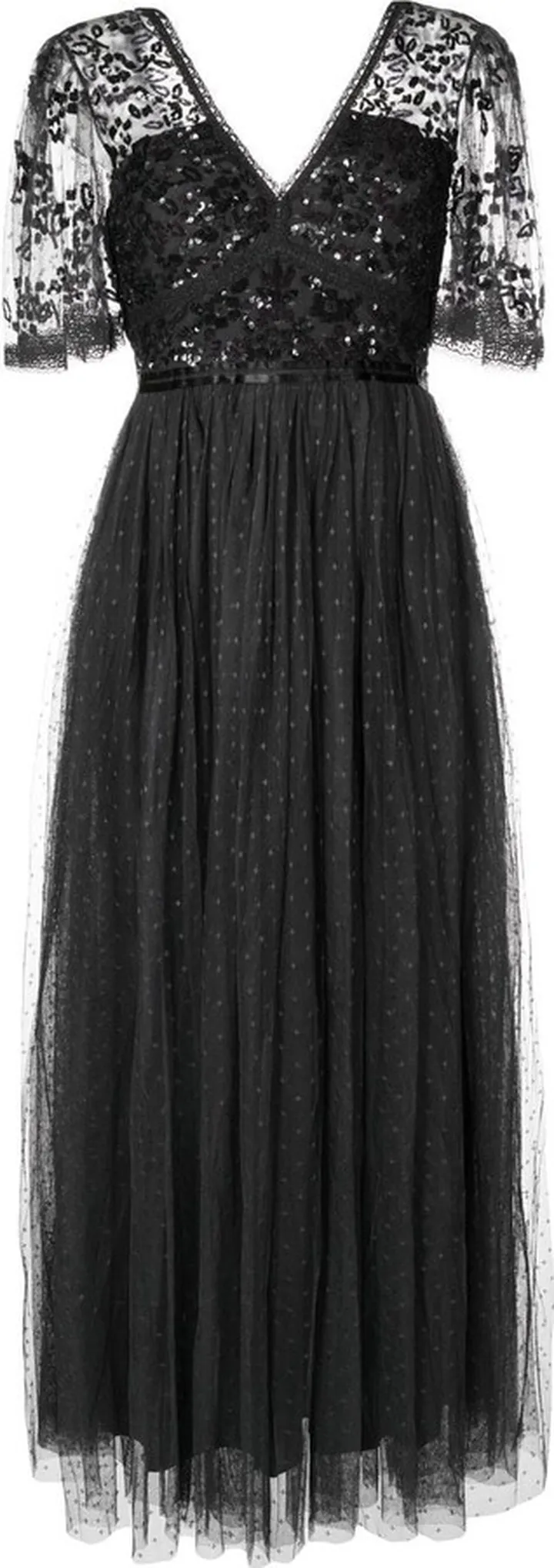 Sequin-Embellished Tulle Midi Dress