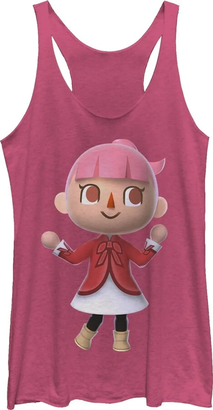 Women's Nintendo Animal Crossing Villager Racerback Tank Top - Pink Heather - Medium