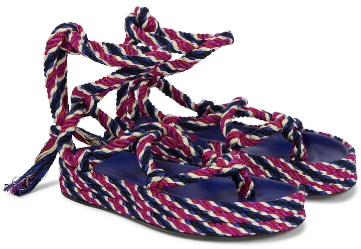 Erol striped platform thong sandals