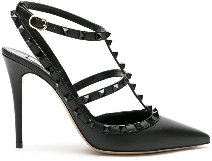 Rockstud 100mm ankle-strap pumps