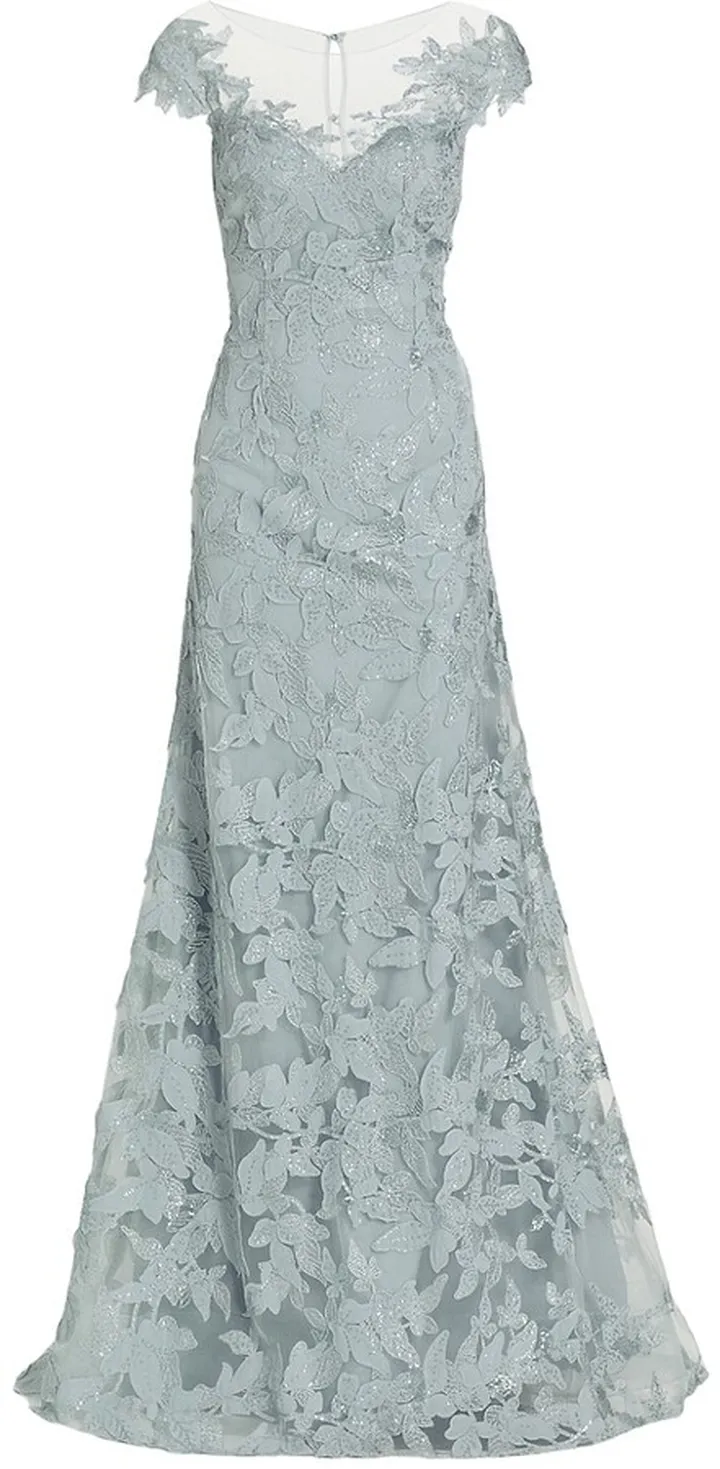 Floral Appliqué A-Line Gown