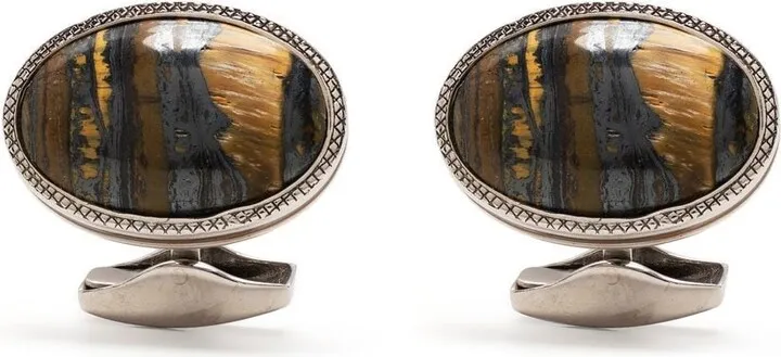 Tiger Iron layered gemstone cufflinks