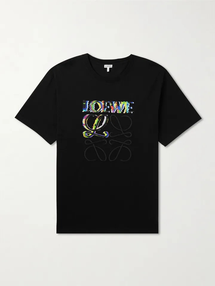 Logo Glitch-Print Cotton-Jersey T-Shirt