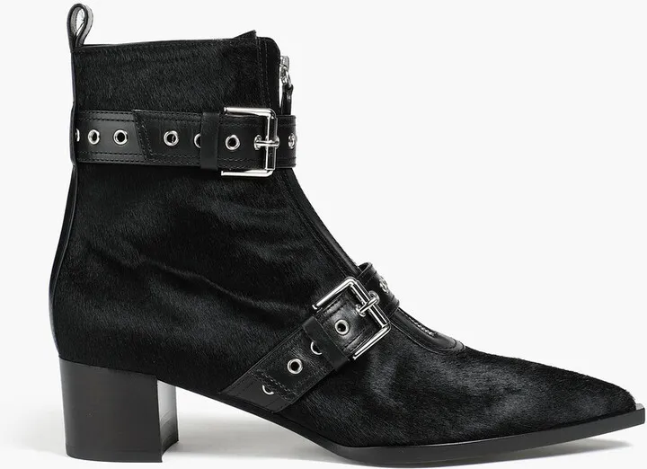 Emmett buckled calf hair ankle boots