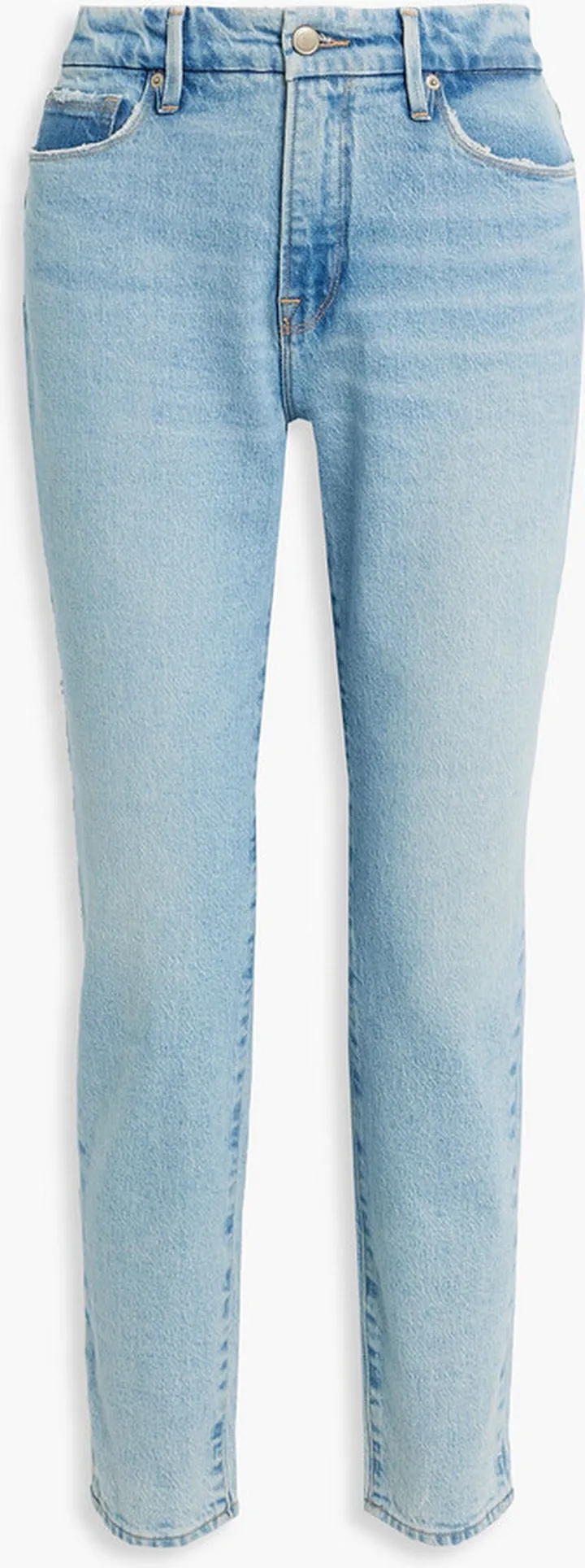 Good Girl frayed mid-rise slim-leg jeans