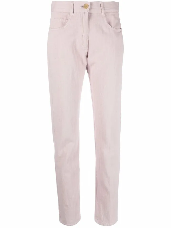 High-Waisted Slim Cut Trousers