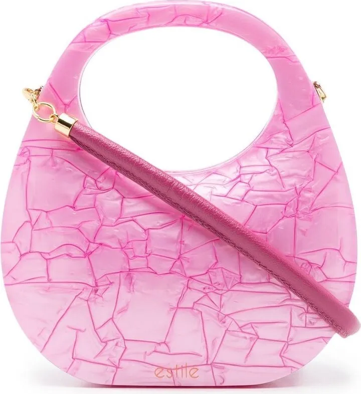 Logo-Print Cracked Shoulder Bag