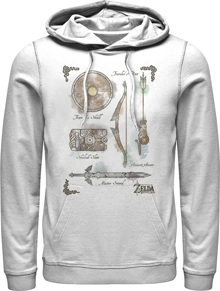 Men's Nintendo Zelda Quest Gear Array Pull Over Hoodie - White - Small