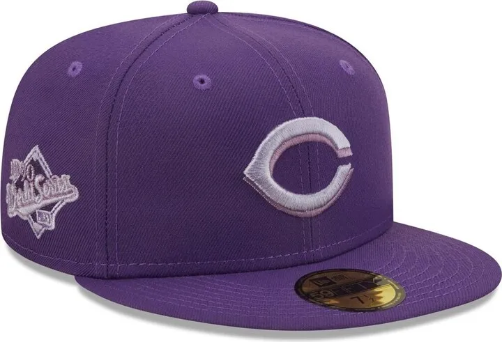 Men's New Era Purple Cincinnati Reds 1990 World Series Lavender Undervisor 59FIFTY Fitted Hat