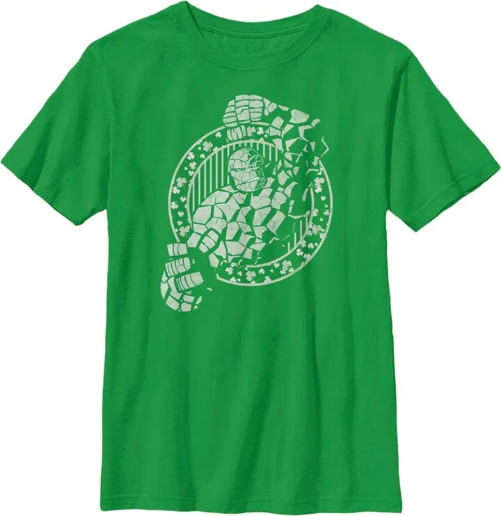 Boy's Marvel St. Patrick's Day The Thing It's Pinching Time T-Shirt - Kelly Green - Medium