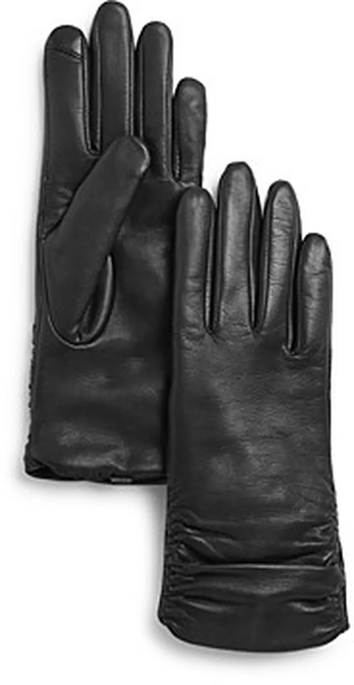 Fownes Metisse Ruched Leather Tech Gloves