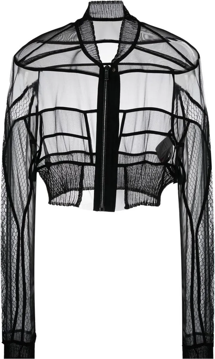Sheer Zipped-Up Bomber Jacket