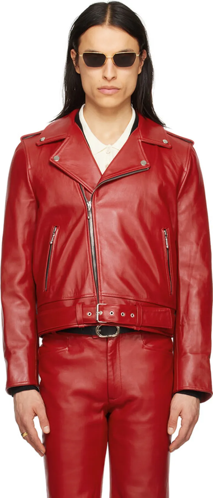Ernest W. Baker Red Perfecto Leather Jacket