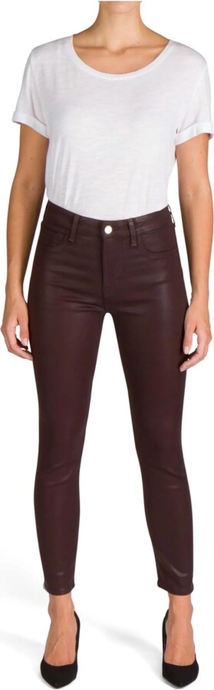 Womens Coated Ankle Skinny Pants