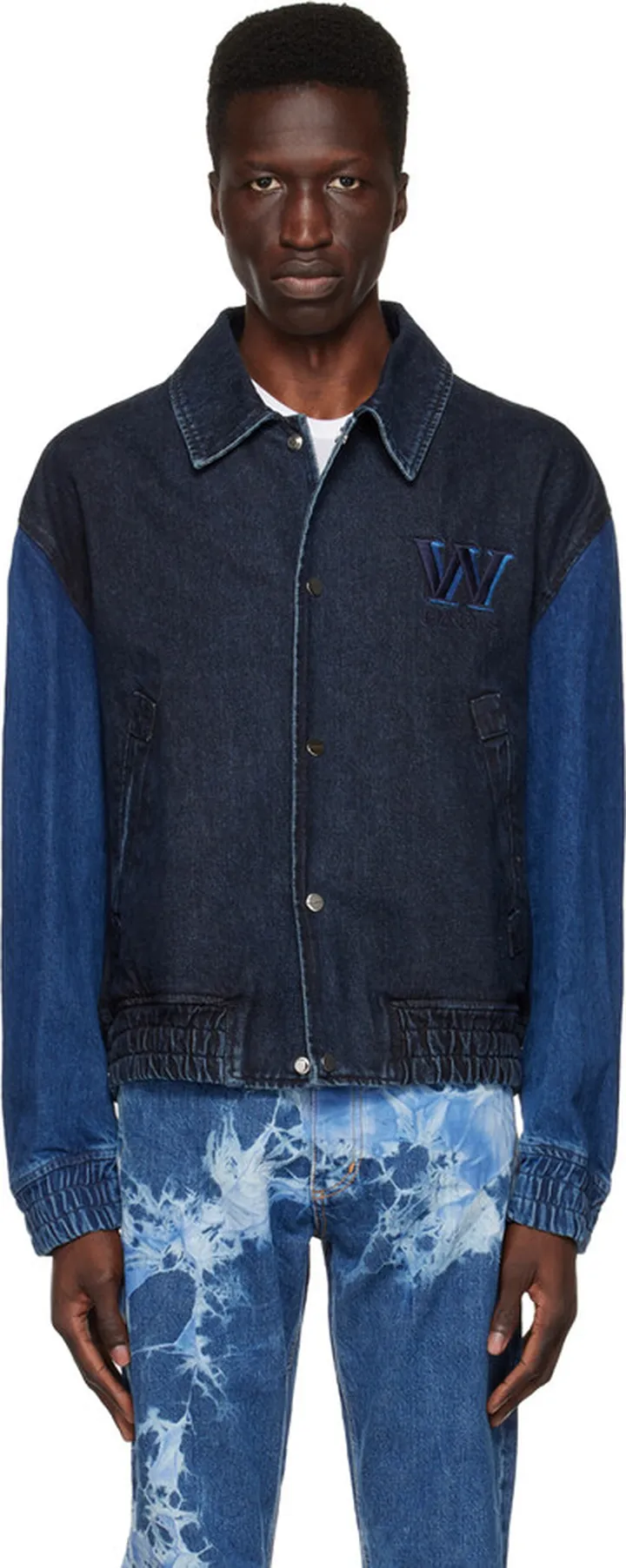 Wooyoungmi Navy Varsity Denim Jacket