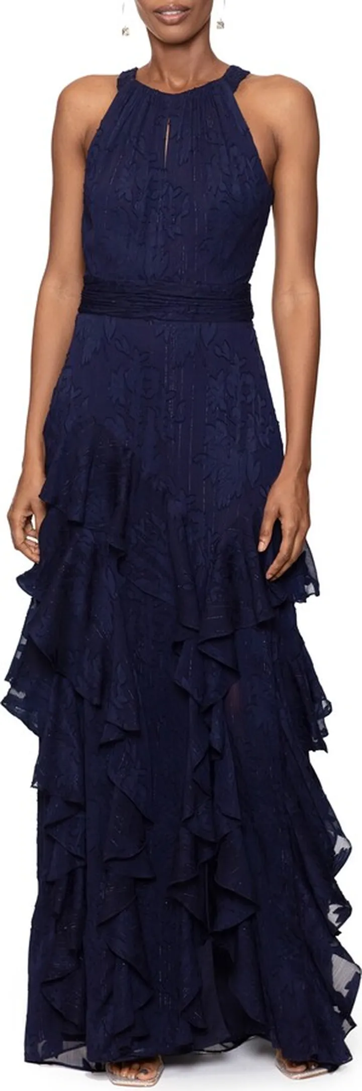 Ruffle Metallic Gown