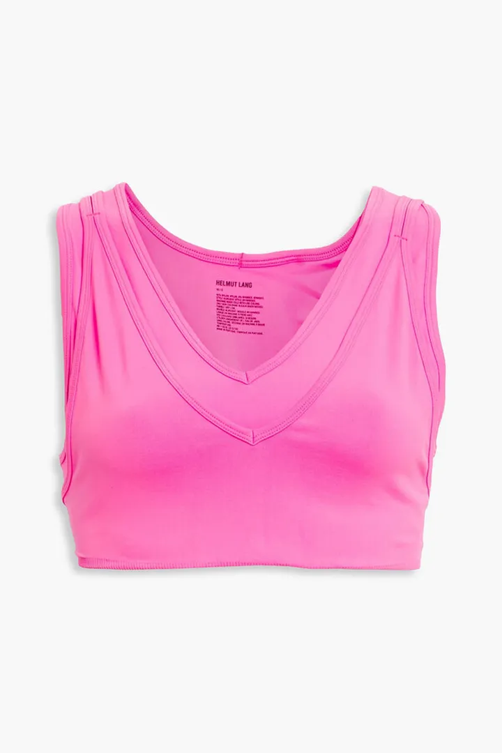 Cropped layered stretch-jersey tank