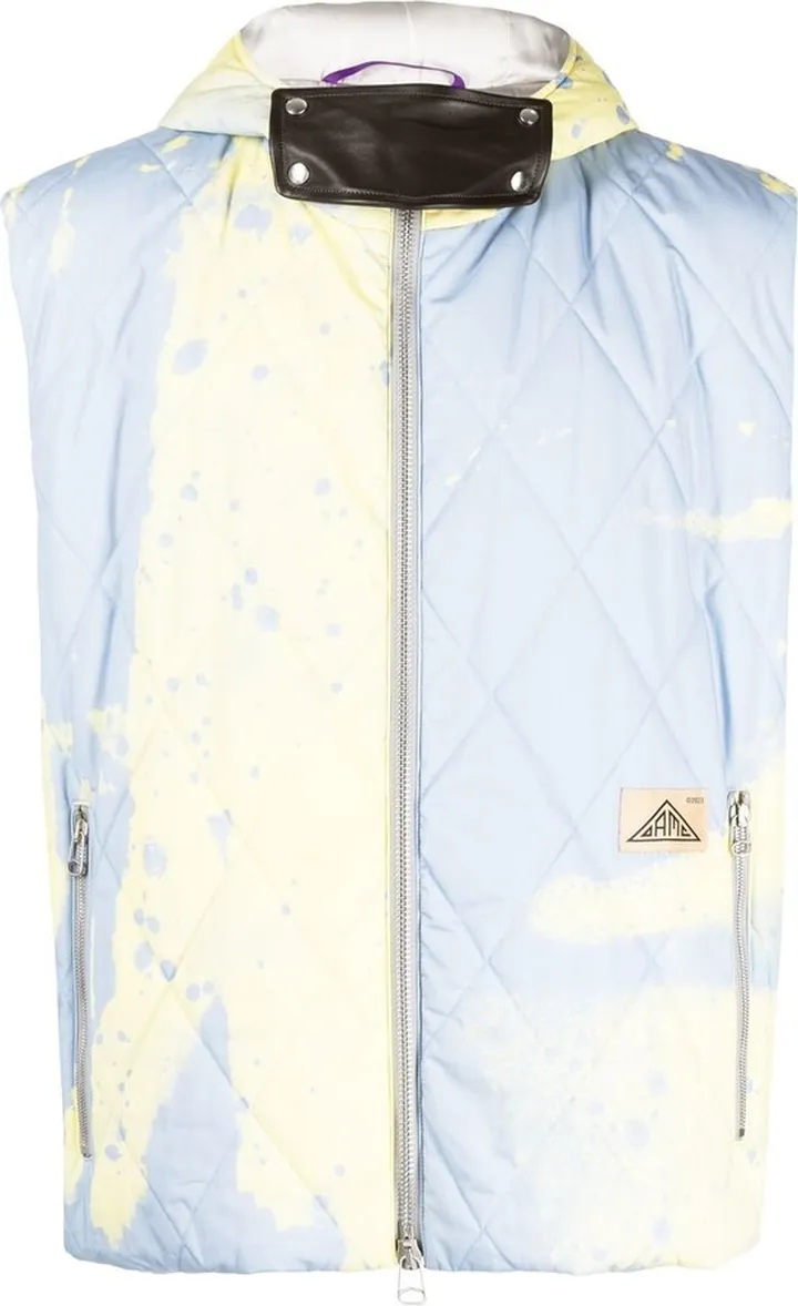 Abstract-Print Hooded Gilet