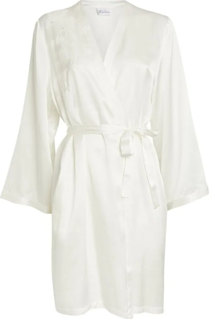 Marjolaine Silk Lace-Trim Robe