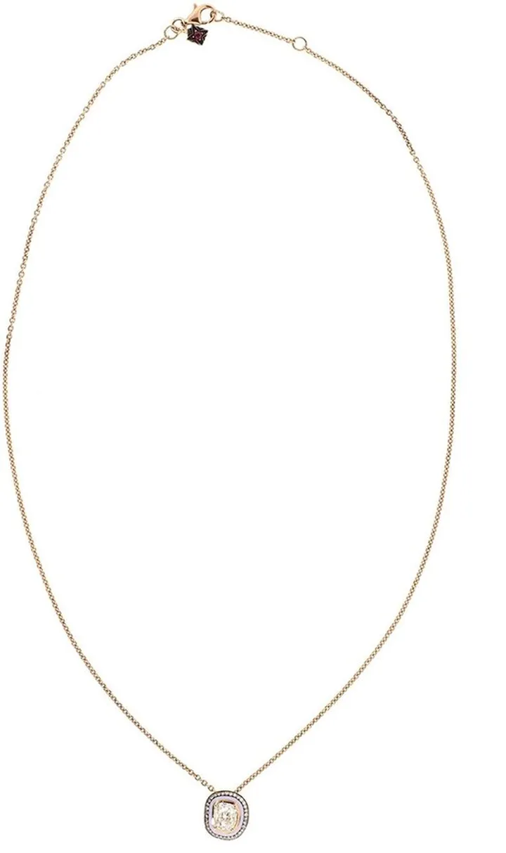 18kt rose gold Mina enamel and diamond necklace