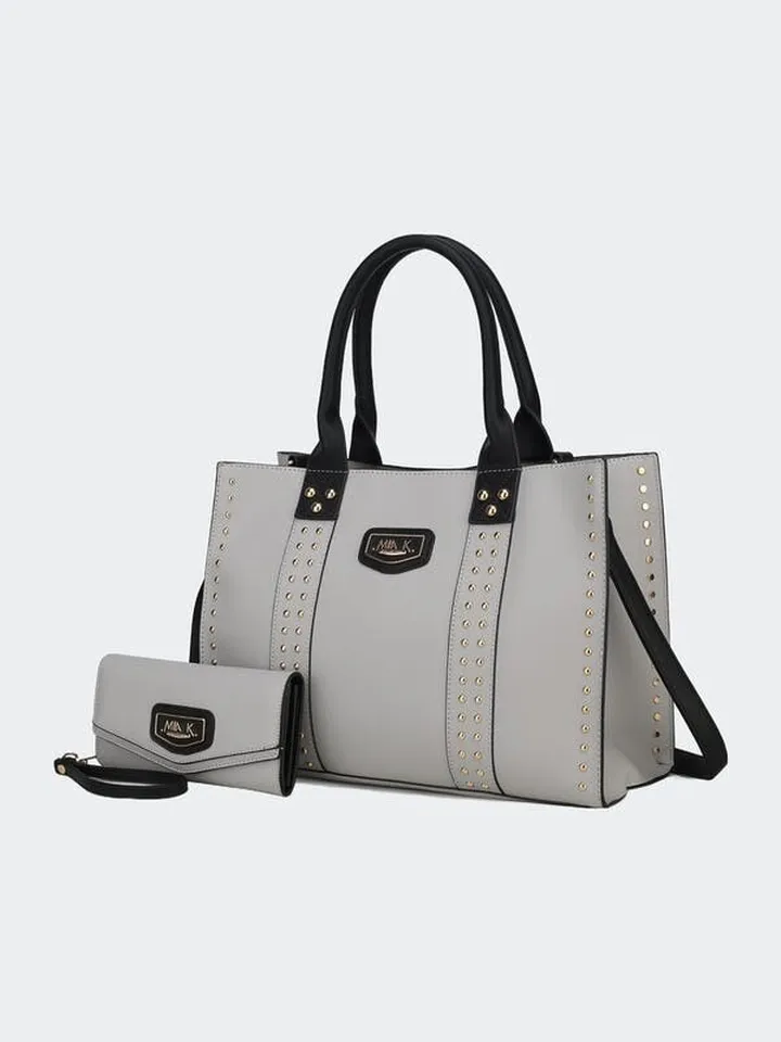 MKF Collection by Mia K Davina Vegan Leather Women’s Tote Bag With Wallet - Grey