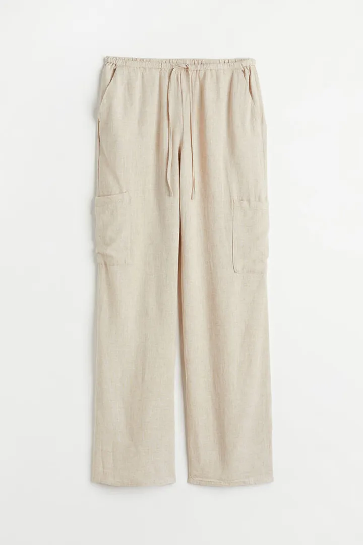 Wide-leg Linen-blend Pants