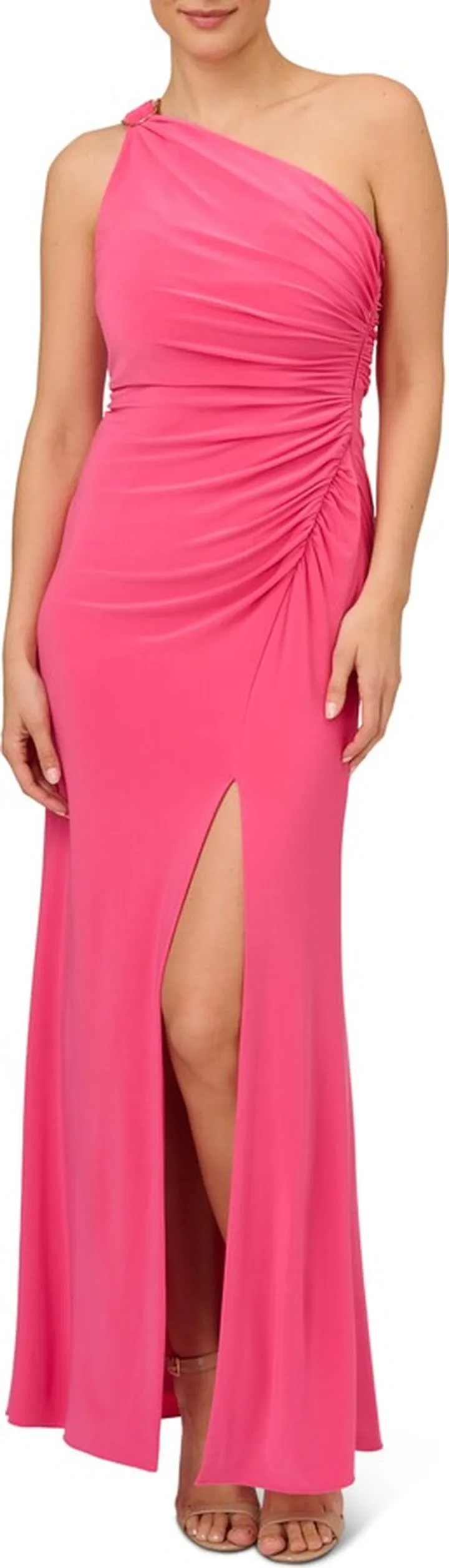 One-Shoulder Ruched Jersey Gown