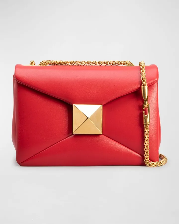 One Stud Chain Leather Shoulder Bag