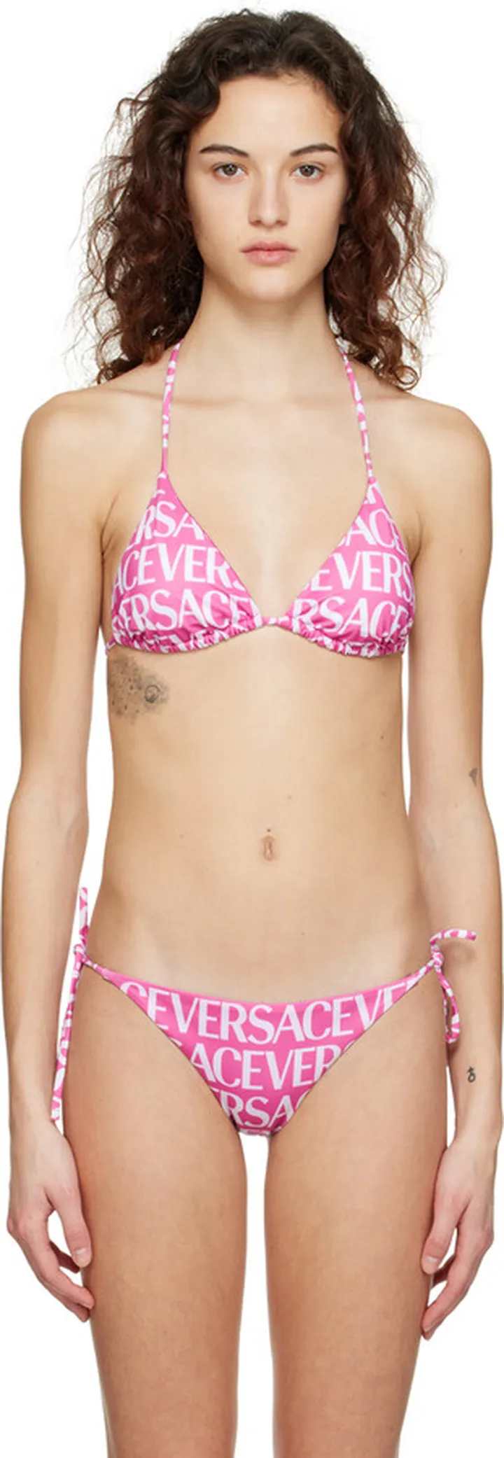 Versace Underwear Pink Allover Bikini Top