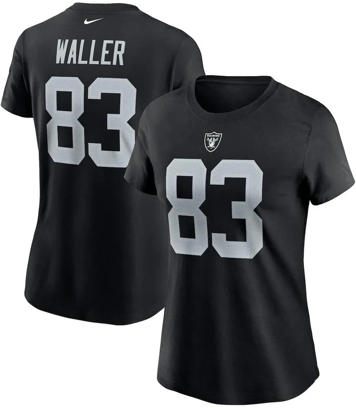 Women's Nike Darren Waller Black Las Vegas Raiders Name and Number T-shirt