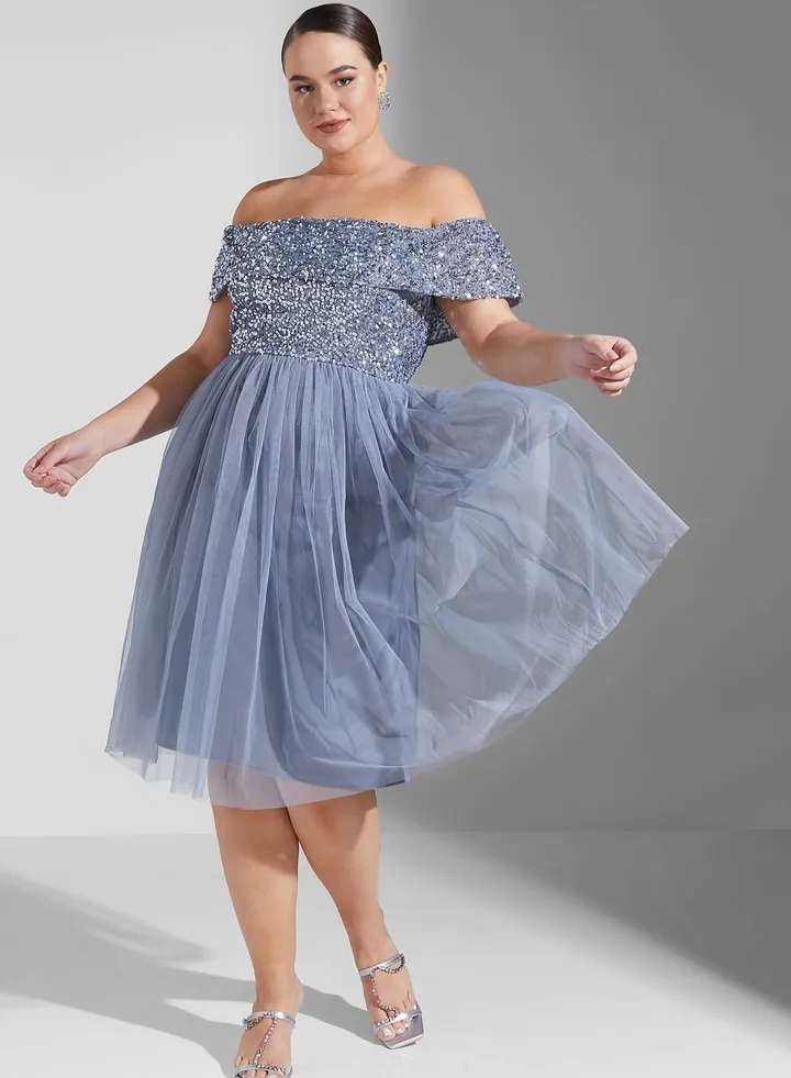 Bardot Sequin Detail Pleated Dress