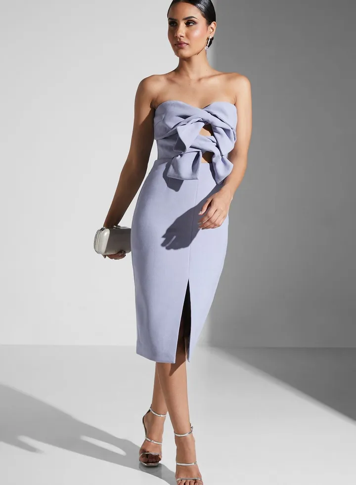 Strapless Bow Midi Dress