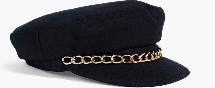 Marina chain-trimmed wool-blend felt cap
