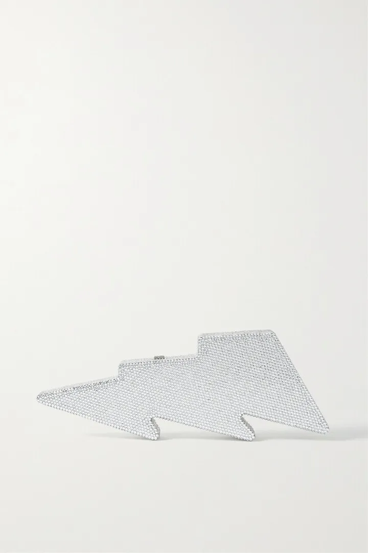 JUDITH LEIBER COUTURE - Kylie's Lightning Bolt Crystal-embellished Silver-tone Clutch - One size