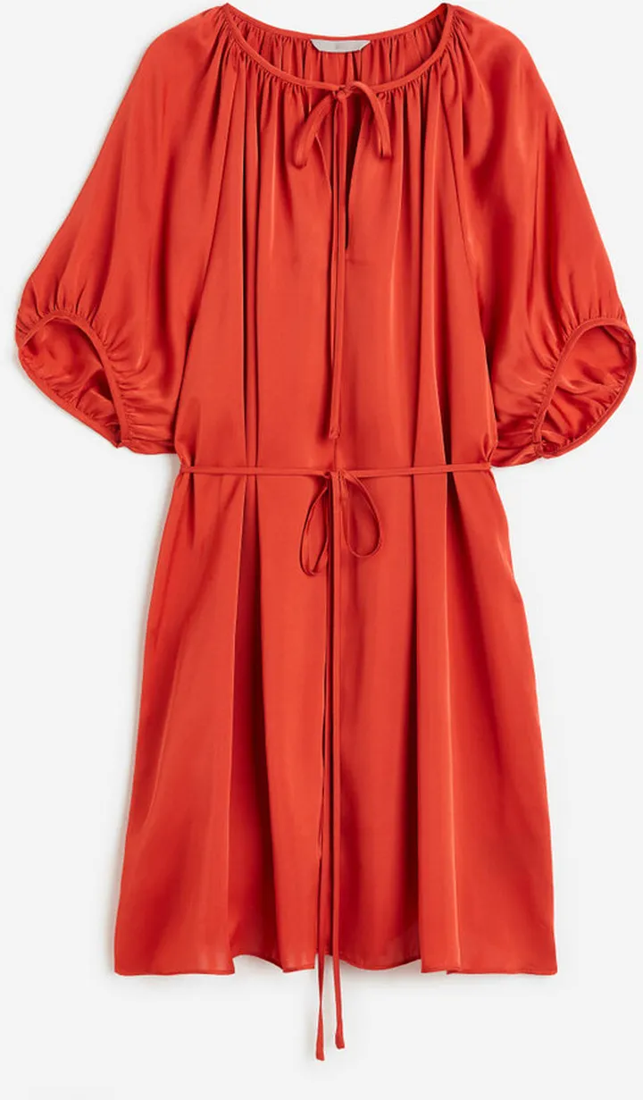 Tie-detail Satin Dress