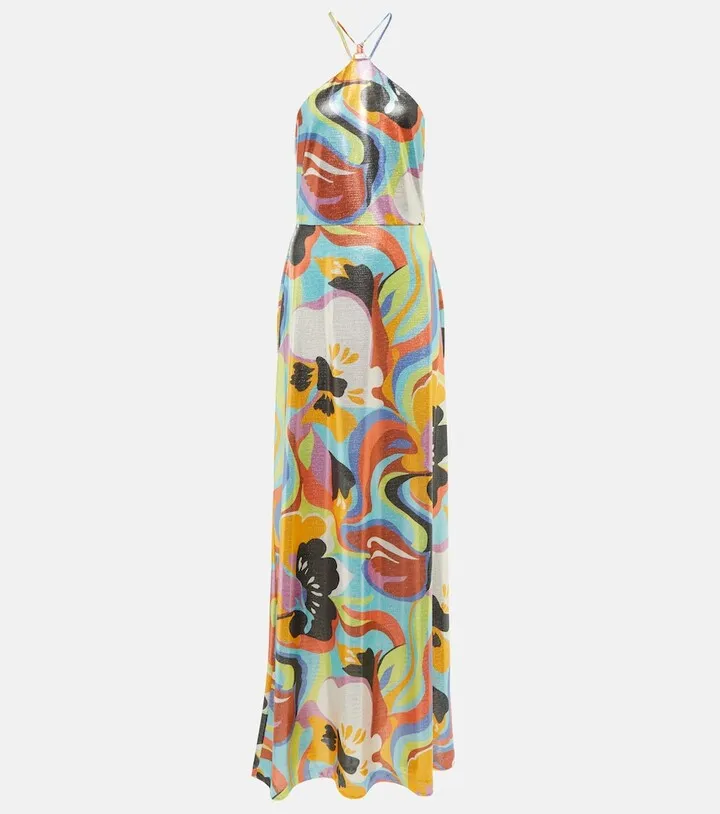 Printed jersey maxi dress