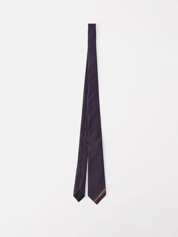 GG Horsebit-embroidered Silk Tie