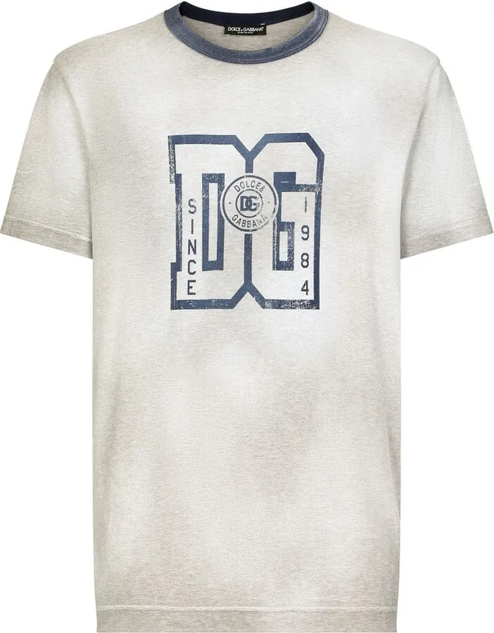 Grey Logo Print Cotton T-Shirt