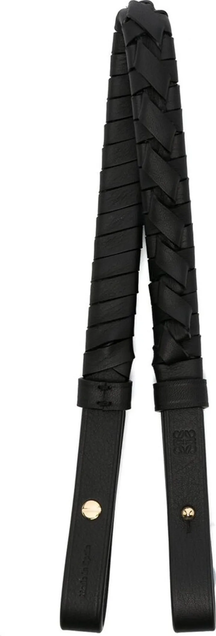 Black Braided Leather Bag Strap